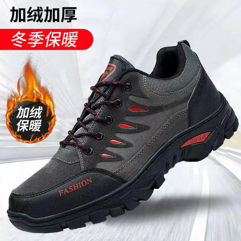 Men's Outdoor Sports Shoes Casual Waterproof Non-Slip Work Boots Warm Cotton Trendy Shoes Breathable Comfortable All-Season - Free Item Weekend (50% off).