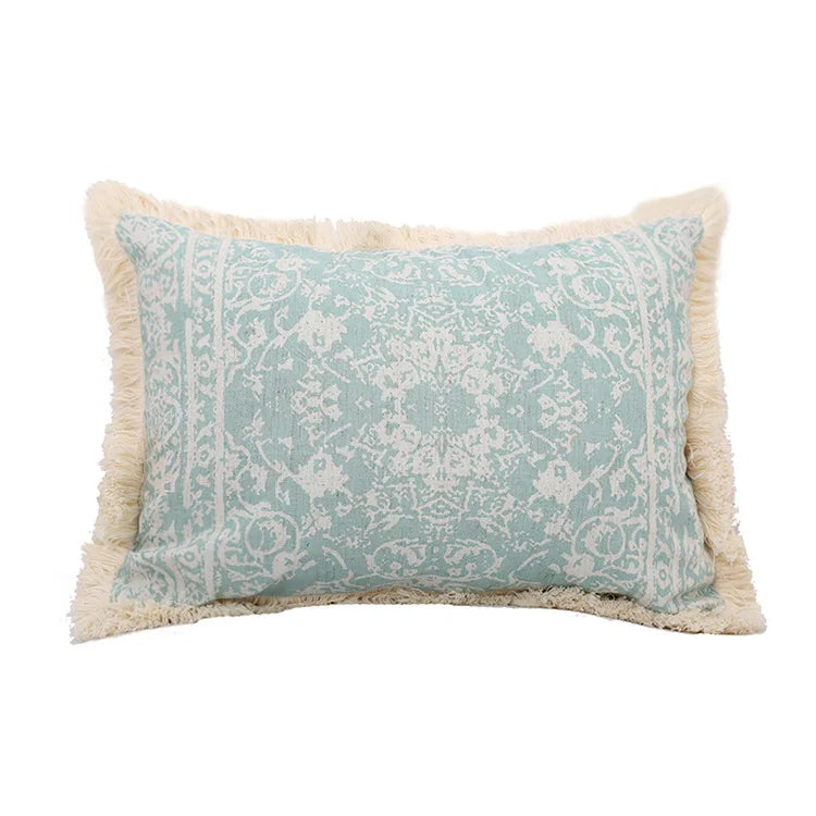 Green Cotton Linen With Cushion Cover 45x45cm/30x50cm Vintage Pillow Cover Tassles for home decoration Living Room Retro