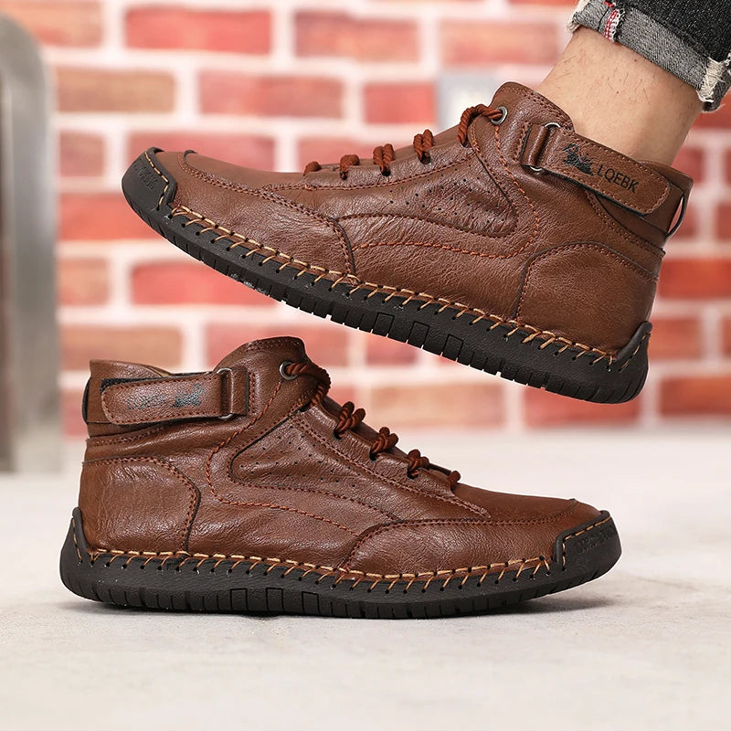 Retro Style Men's Soft Brown Upper Loafers, Women's Brown Leather Casual Shoes, with Ankle Strap and Lace Up Designer Shoes 2025