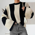 Women's Colorblock Drop Shoulder Knit Top, Casual Long Sleeve Round Neck Knitwear for Spring and Fall, Women's Knit Clothing