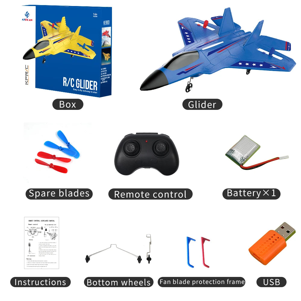 2.4G RC Plane KF803 With LED Lights RC Flying Model Glider Remote Control Vertical Plane EPP Foam Airplane Children Gifts Toy