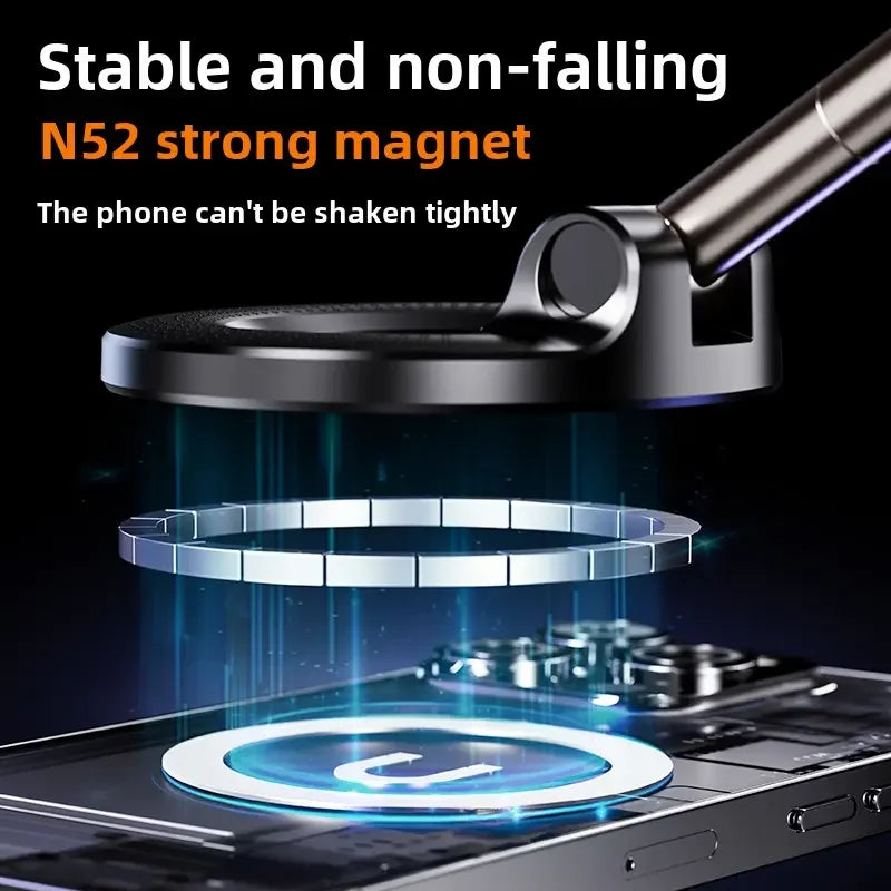 Foldable magnetic car phone holder, vacuum suction cup rotating 360 °, suitable for multi angle adjustment of vehicles and walls