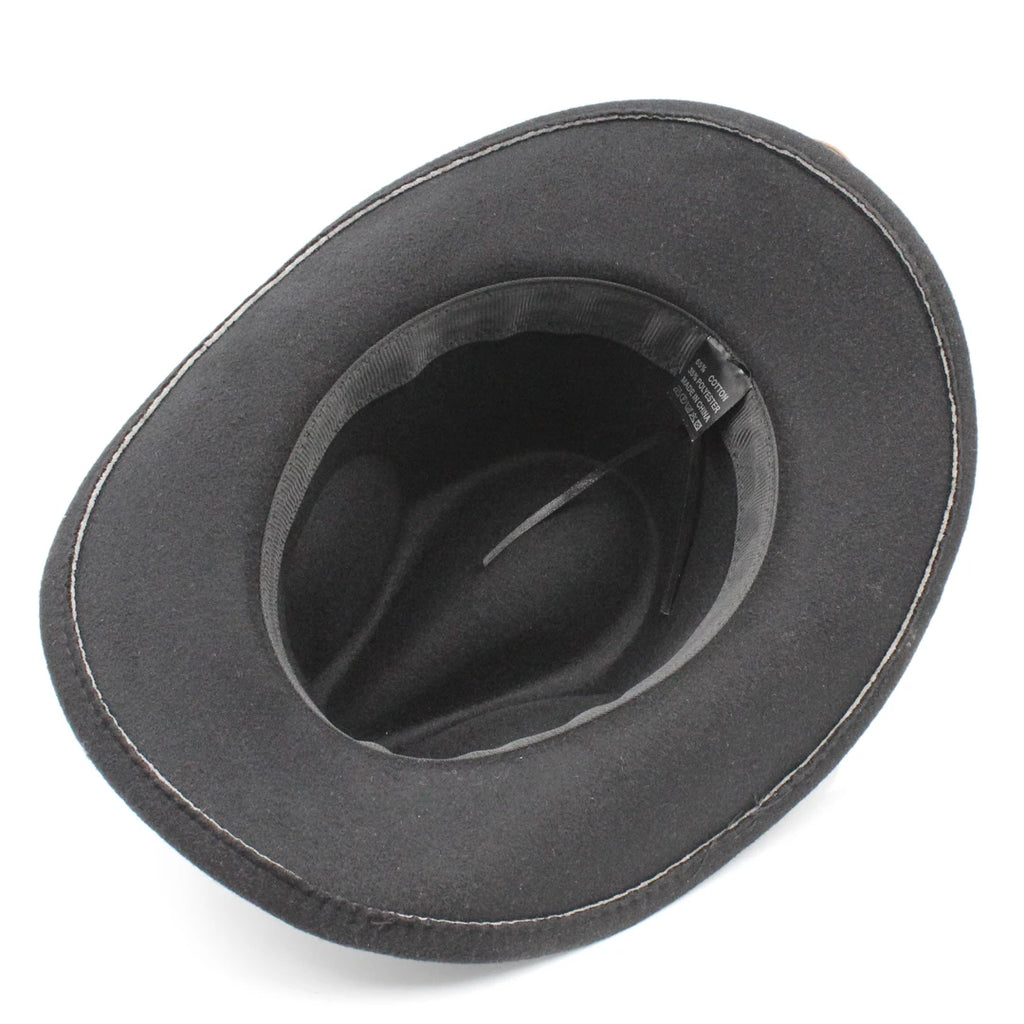 Women's Men's Western Cowboy Hat Wide Brim with Leather Belt Costume Cowgirl Fedoras Caps Chapeau for Masquerade Party Birthday