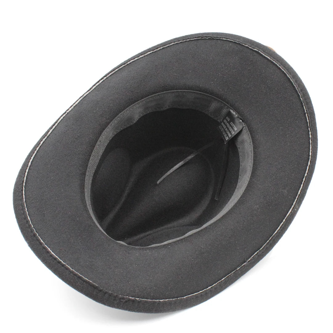 Women's Men's Western Cowboy Hat Wide Brim with Leather Belt Costume Cowgirl Fedoras Caps Chapeau for Masquerade Party Birthday