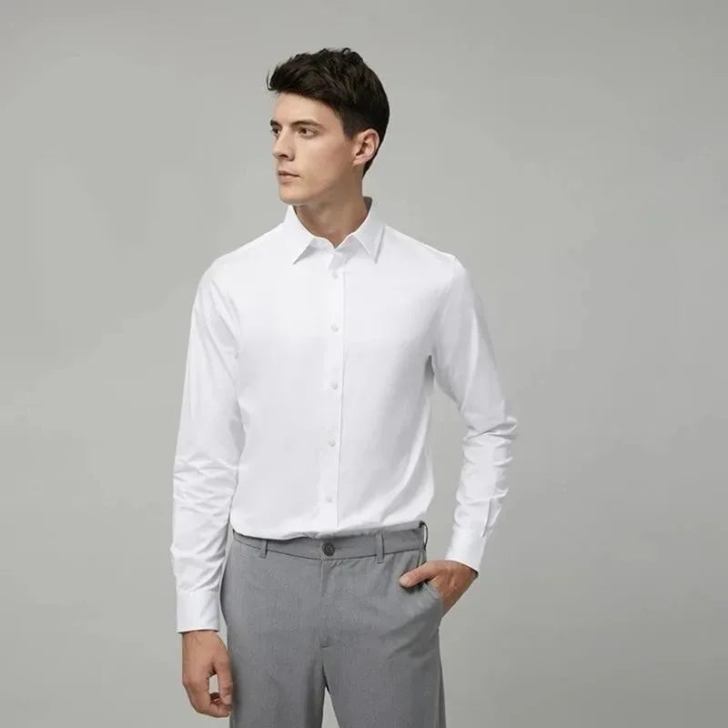 Quality Anti-Wrinkle Men Shirt Long Sleeves Dress Shirts For Men Slim Fit Camisa Social Business White Office Shirt  5XL