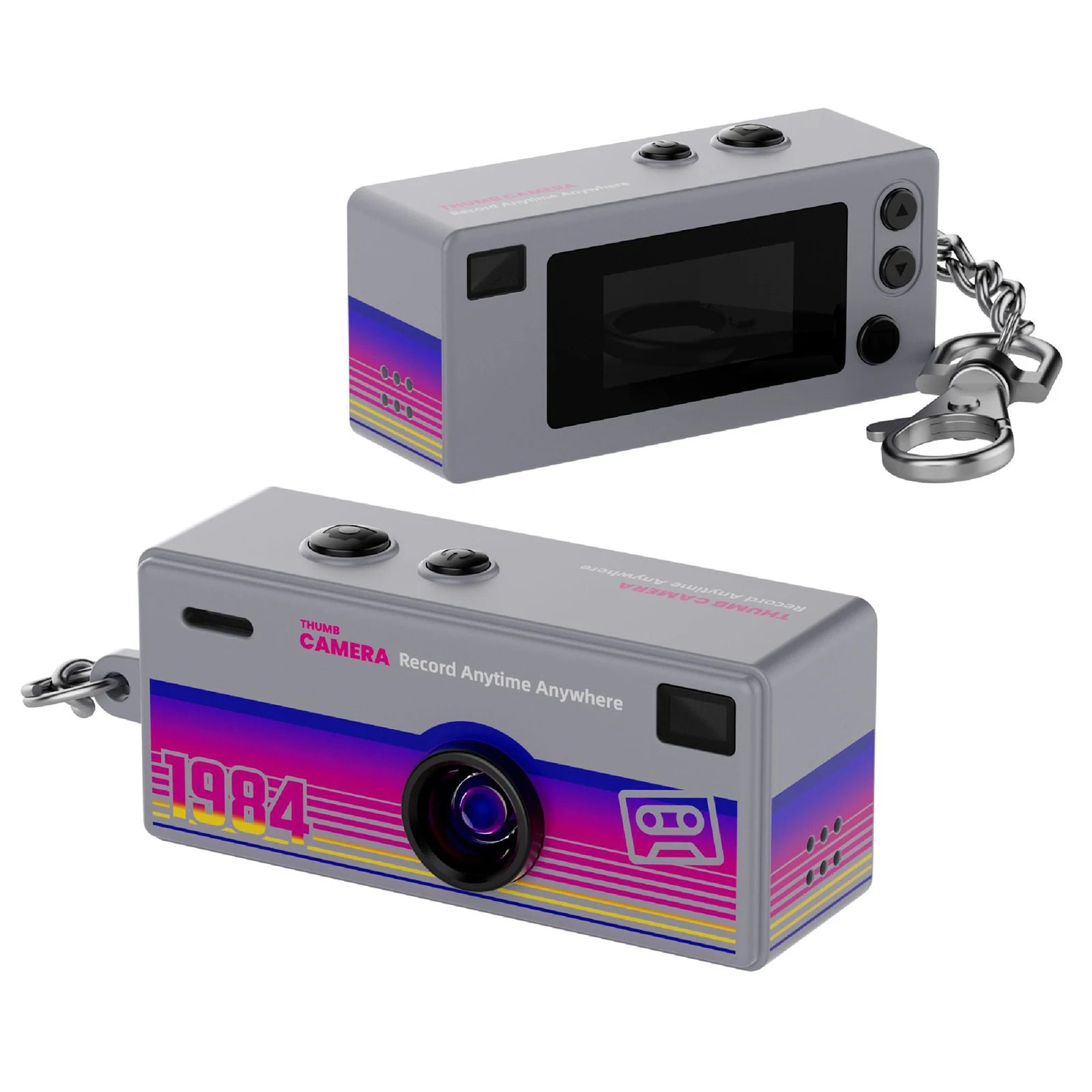 Retro Mini Keychain Thumb Camera 1080P HD Recorder Built-in Flash Auto Focus 130° Wide Angle Lens TFT LCD Screen Portable Camera