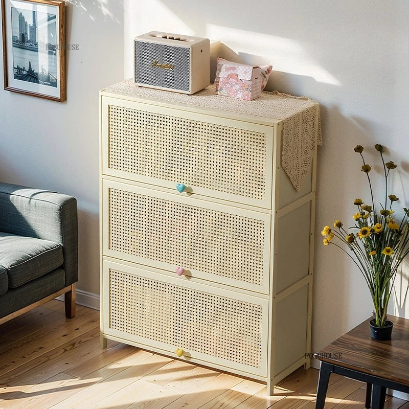 Cream Style Living Room Cabinets Household Bookcase with Door Storage Cabinet Floor Rack Wall Storage Cabinet Home Furniture