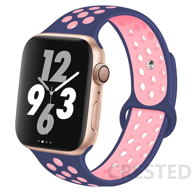 Silicone Strap For Apple Watch Band 45mm 44mm 40mm 49mm 41mm 38mm 42mm Sport bracelet iWatch Ultra 2 Series 9 8 7 6 se for nike