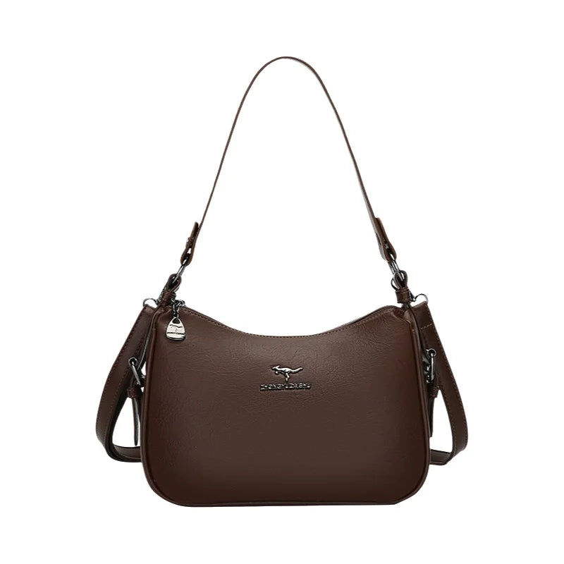 Large Capacity Fashionable Ladies Crossbody Bag Urban Minimalist Style PU Material Shoulder Bag Mom Bag Handbag for Middle-Ag...