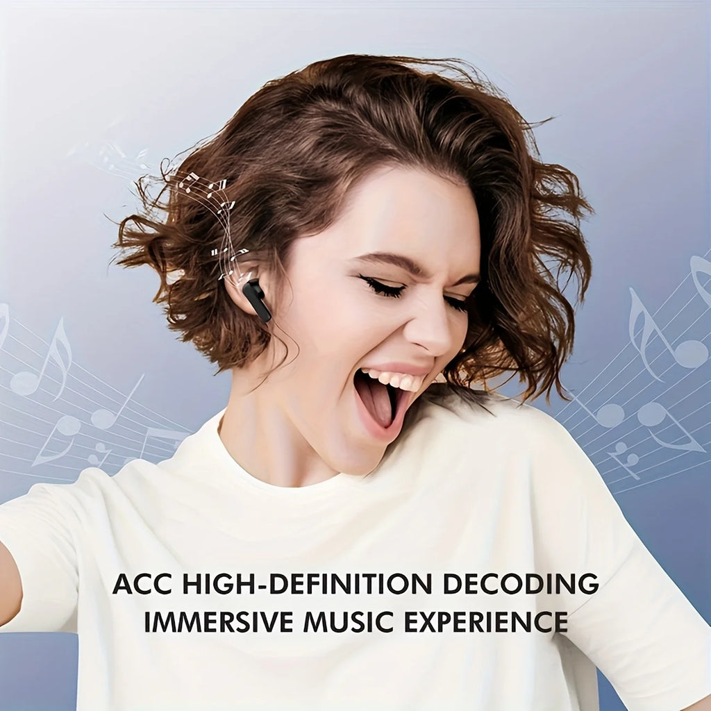 Wireless Earphones With High Bass Stereo Sound, Lightweight Earphones, Type-C Charging,  Suitable For iPhone, Android, Etc, Pad