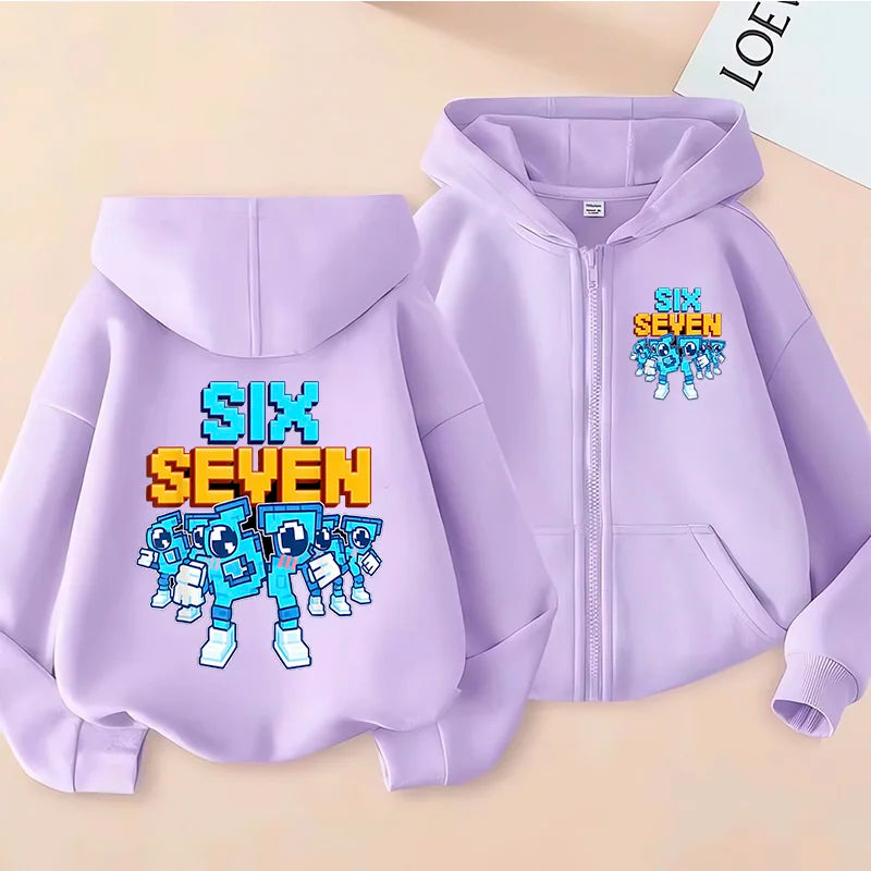 Hot Six Seven Zip Up Hoodies Children's Funny 67 Brainrot Sweatshirts Clothes Kid Girl Boy Zipper Hoody Baby Casual Fashion Tops