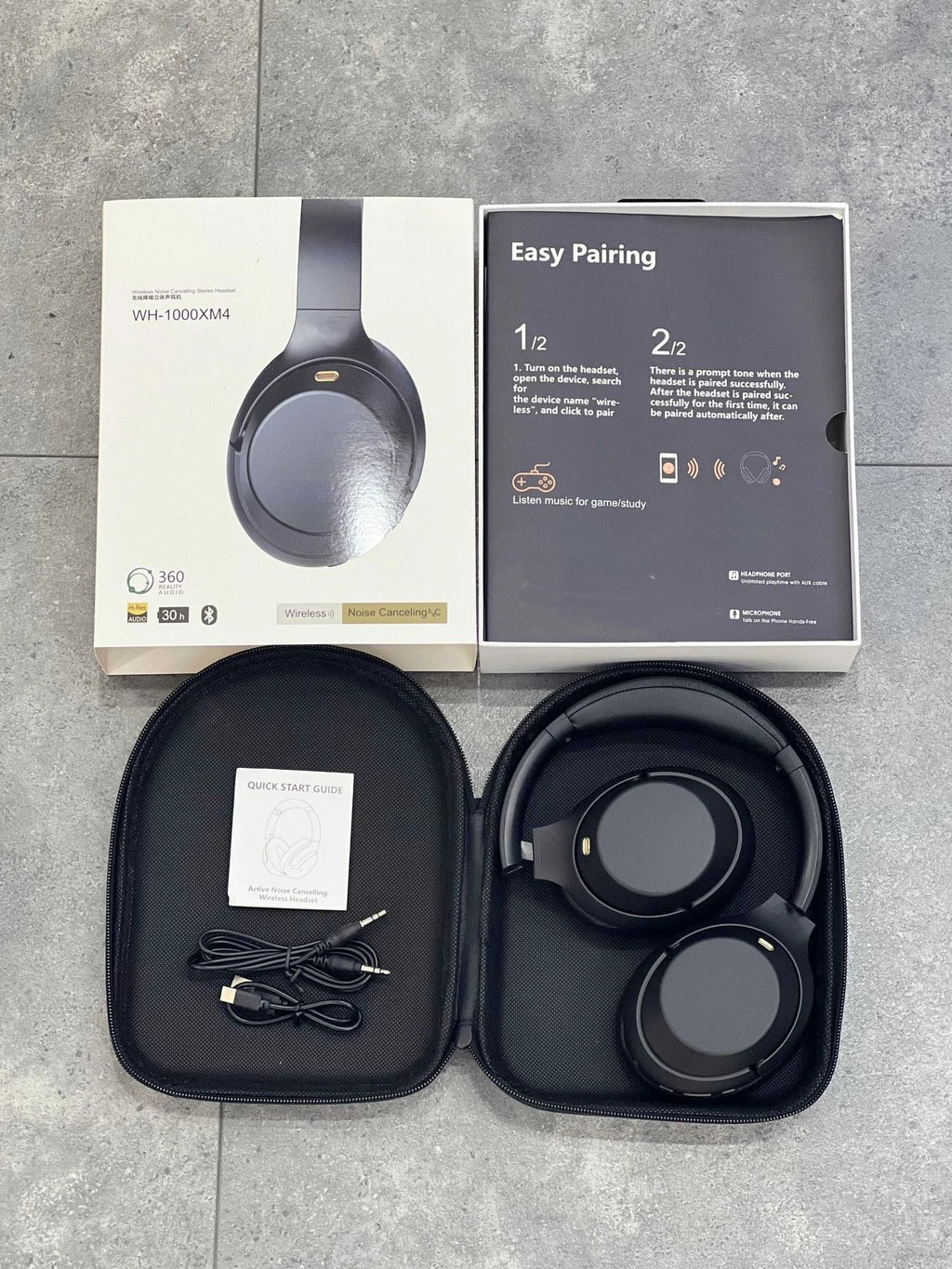 New High-End WH1000XM4 Active Noise Cancelling Over-Ear Bluetooth Headphones, Wireless Call and Sports Headphones with Storage