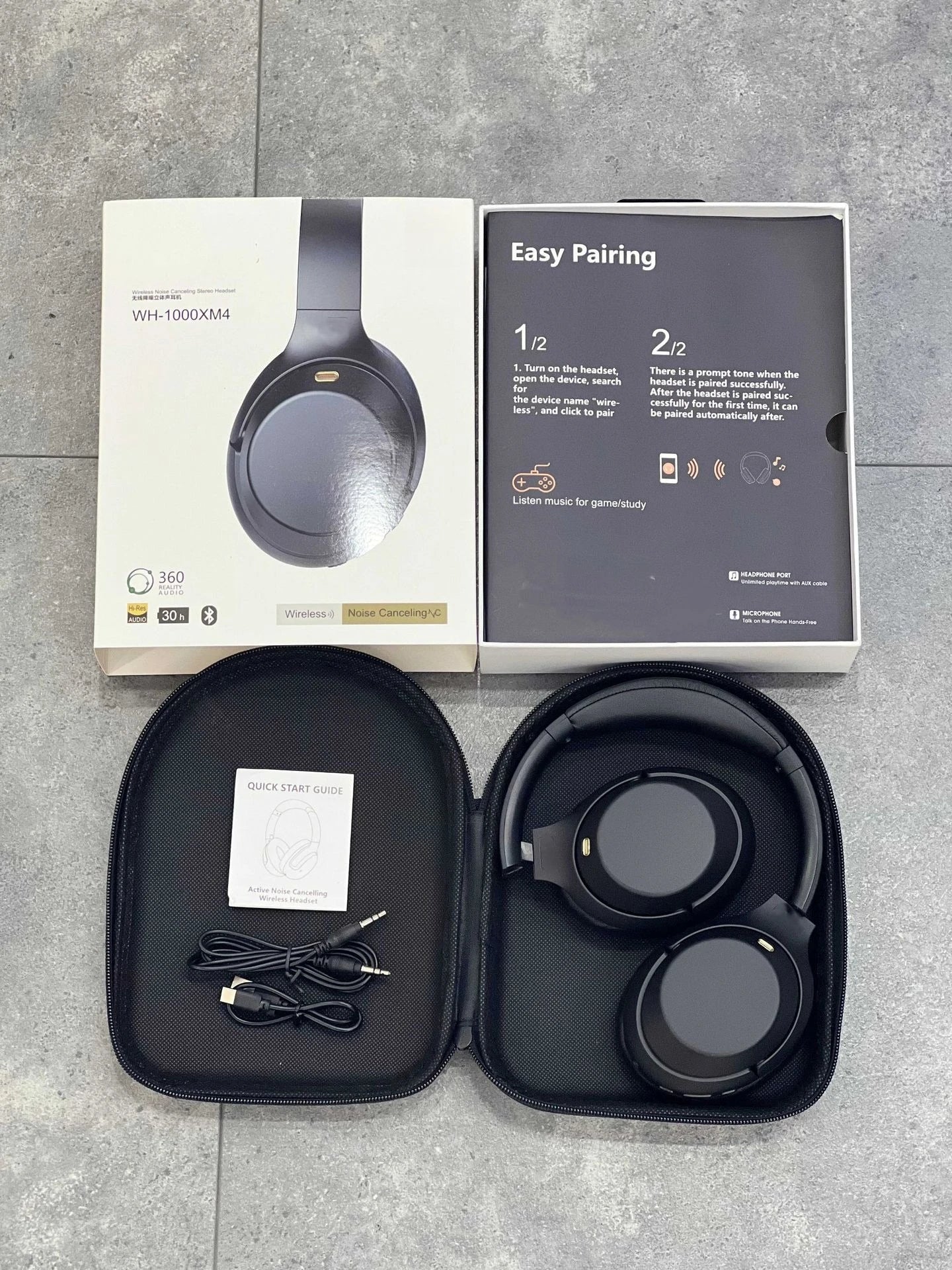 New High-End WH1000XM4 Active Noise Cancelling Over-Ear Bluetooth Headphones, Wireless Call and Sports Headphones with Storage