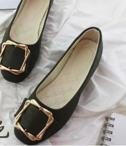 Sorbern Comfortable Flat Women Shoes Slip On Buckle Square Toes Ladies Shoes Custom Colors Size 34-48
