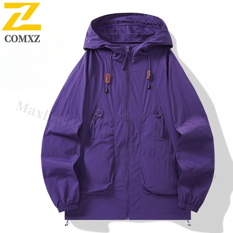 Summer UV Protection Hooded Jacket Unisex UPF50+ Ultra Thin Ice Silk Fishing Skin Coat with Quick-Dry Technology Outdoor Sports