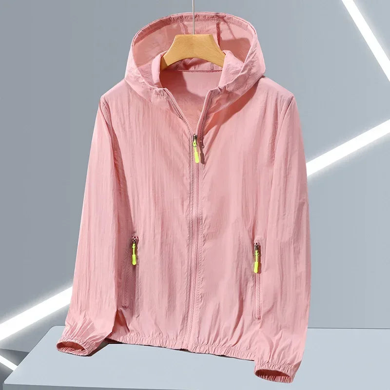 Summer Ice Silk Sun Protection Jacket for Men Couple Outdoor Sports UV Protection Skin Coats Breathable Hooded Ultrathin Jackets