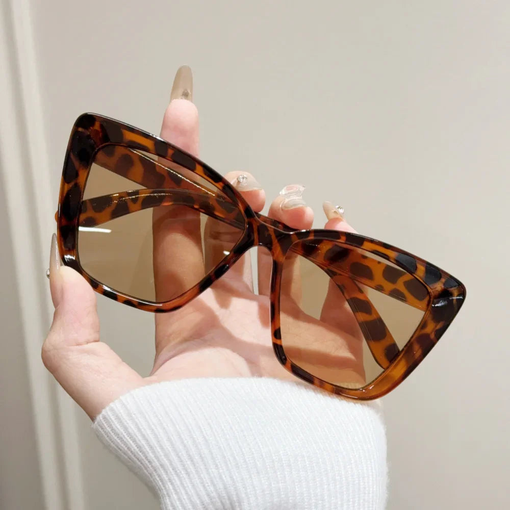 Women Trendy Cat Eye Sunglasses For Men Retro Large Square Frame Sun Glasses UV400 Protection Goggle Eyewear Shades Eyeglasses