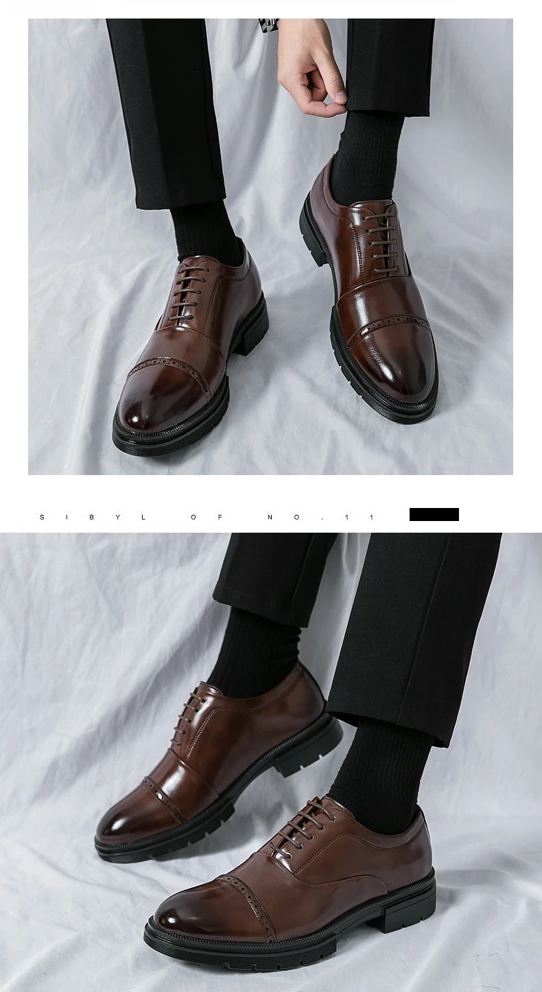 Men’s Dress Shoes High Quality Business British Social Formal Leather Shoes For Men Block Party Wedding Business Office Shoes