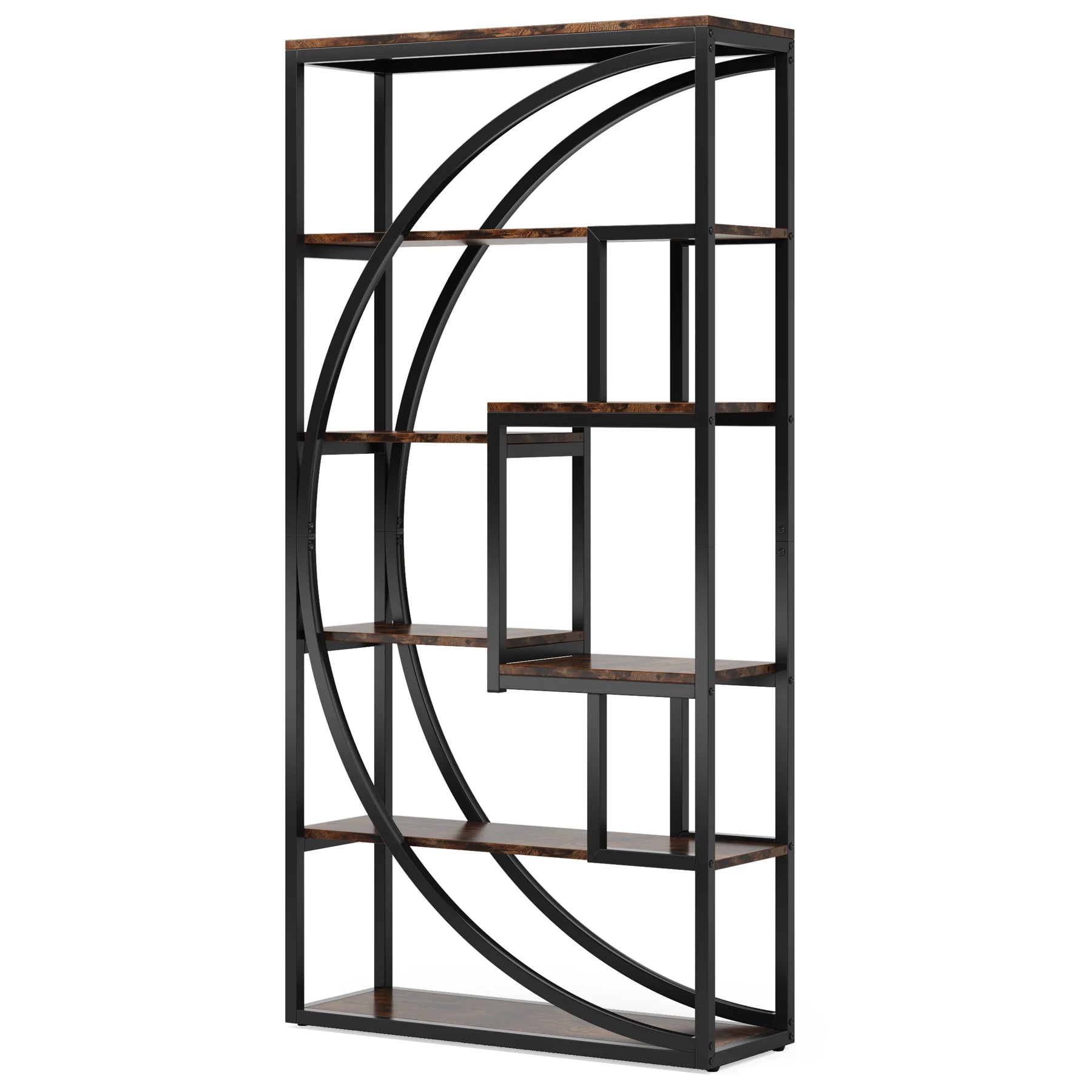 Tribesigns Bookshelf, Industrial 5-Tier Etagere Bookcase, 70.8 inch Tall Bookshelf with 8 Open Storage Shelf, Vintage Grey