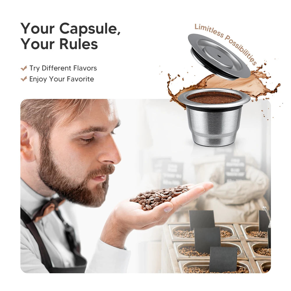 Coffee capsule reusable pods for Nespresso stainless steel coffee filter Espresso Crema pod manufacturer's new upgrade