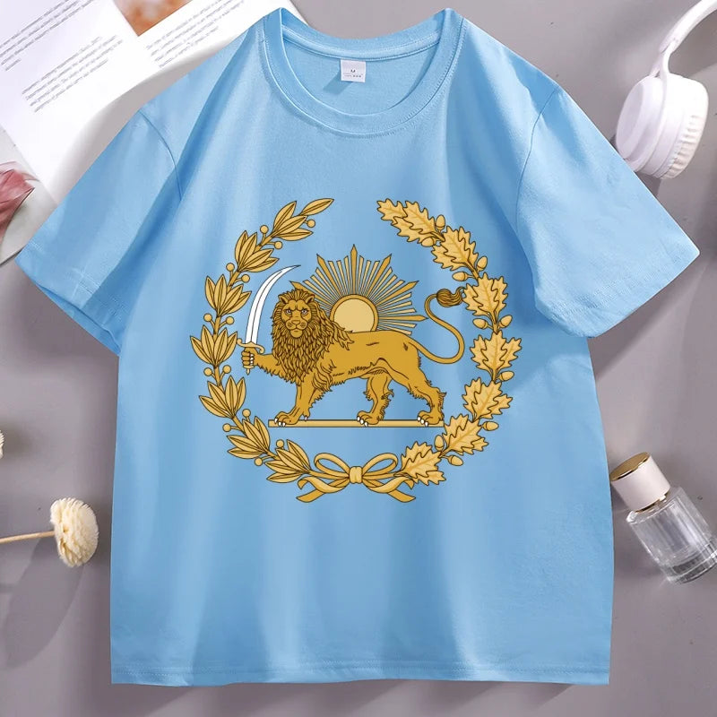 Iran T-Shirt Lion and Sun Persian Pride T Shirt Iran Map Unisex Iranian Apparel Cotton Funny T-Shirts O Neck Tee Shirt