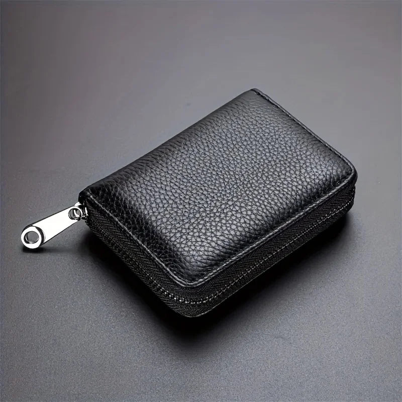 Mini Minimalist Classic Multi-card Man Wallet, RFID Blocking Women Coin Purse with Zipper, Unisex Solid Color Credit Card Holder