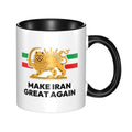 Iran Persia Map & Flag -Shir O Khorshid Lion And Sun Mug Kawaii Porcelain Mug Gift Graphic Creative Cups