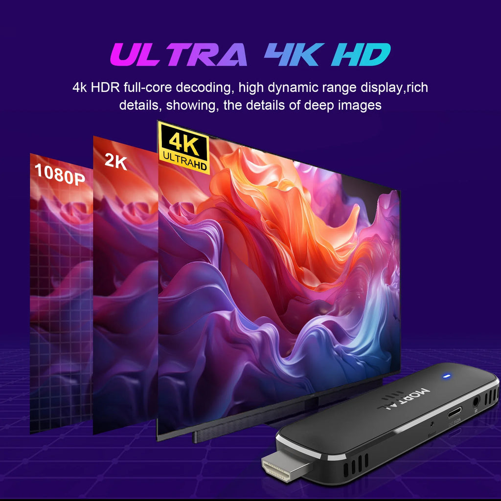 Hot TV Stick Q8 Voice Remote Dual Wifi 6 4K Ultra HD RK3518 Quad Core Streaming Stick Home Theater Media Player