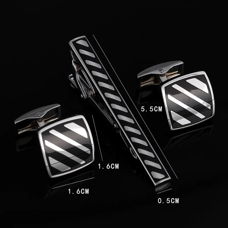 Mens Ties Clip Cufflinks Set Shirt Accessories Necktie Tie Bars Cuff Links Suit Luxury Quality Jewelry Gifts For Wedding Party