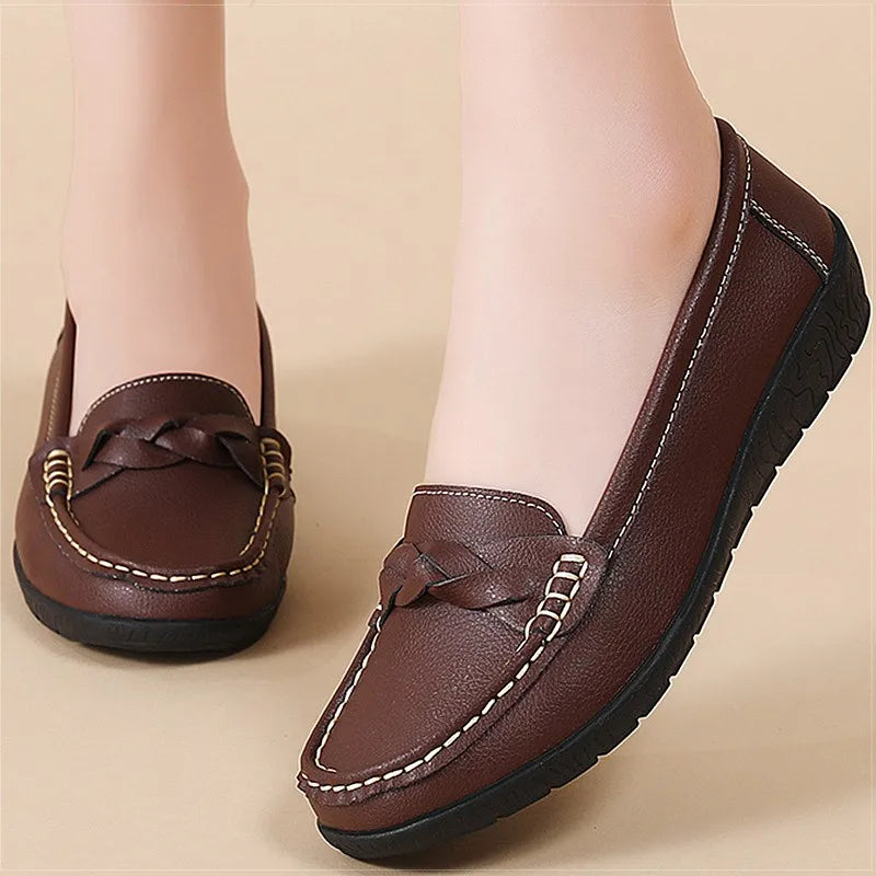 Women's Loafers 2026 Trend Loafers Genuine Leather Shoes For Woman Flats Women White Shoes Comfortable Luxury Leather Moccasins