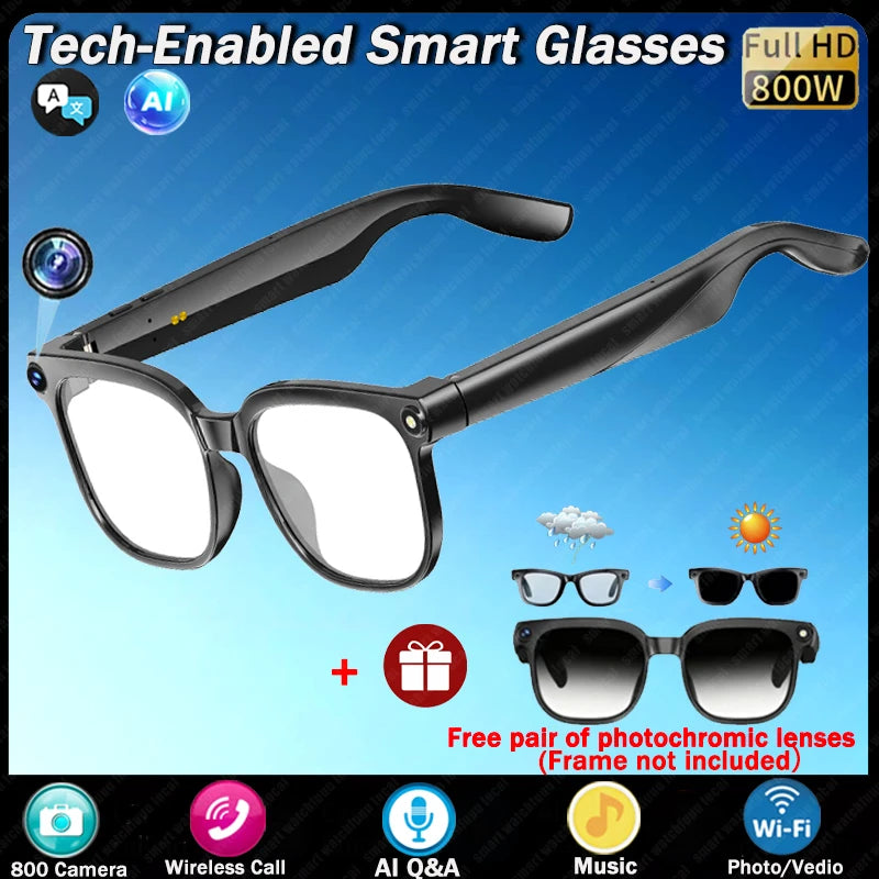 2025 New Upgrade 8MP Smart Glasses With Camera Video Recording AI Photo Recognition BT Call Translation AI Voice Sunglasses Man