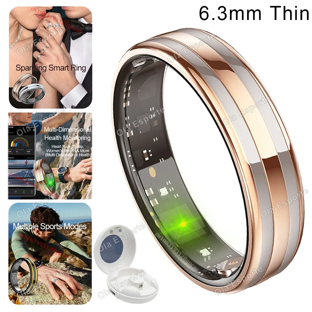 New Smart Ring Female Health Tracking Temperature Heart Rate Blood Oxygen Sleep Monitor Motion-Sensing Game IP68 Waterproof Ring