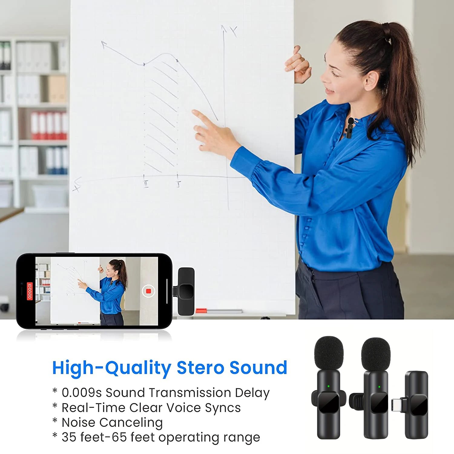 K1 Wireless Lavalier Microphone Mini Audio Video Recording Mic For iPhone Android Laptop Live Gaming Mobile Phone Microphone