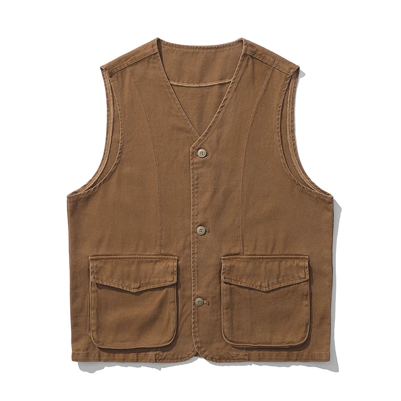 2023 Spring  Cotton high street American style classic denim vest for men Sleeveless casual waistcoat men's casual vest