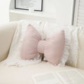 Modern casual sofa pillow living room bedside cushion cutebows back lace edge plaid breathable cushion