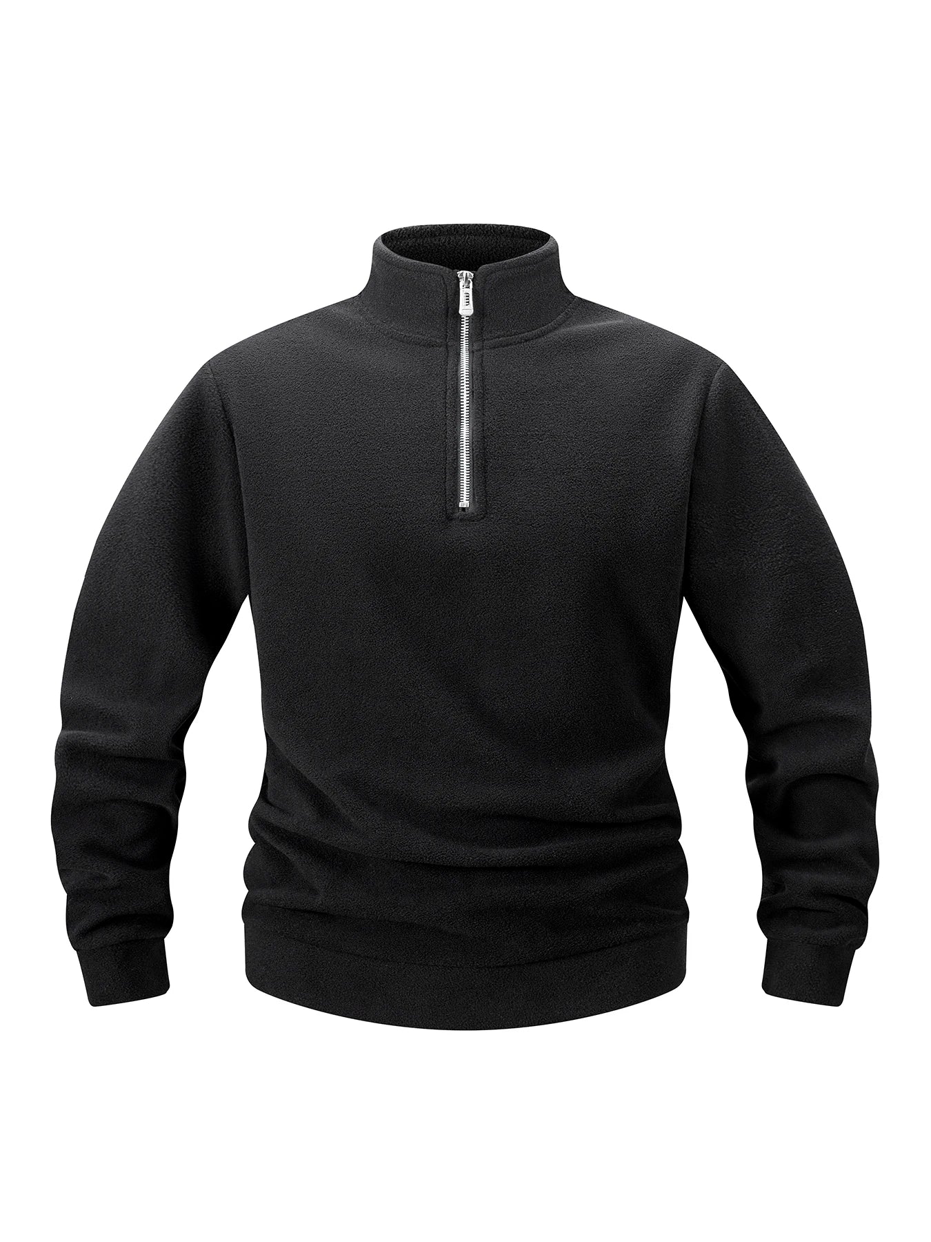 Men's Quarter Zip Sweatshirt Polar Fleece Mock Neck Thick Thermal Black Sweatshirt Winter Warm Pullover Sweater S-3XL