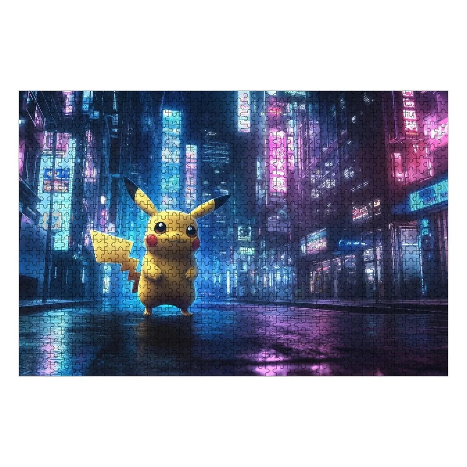 Pokemon Jigsaw Puzzles 1000 Pieces Paper Picture Landscape Oil Painting Art Puzzles Decompression Toys for Adults Family Games