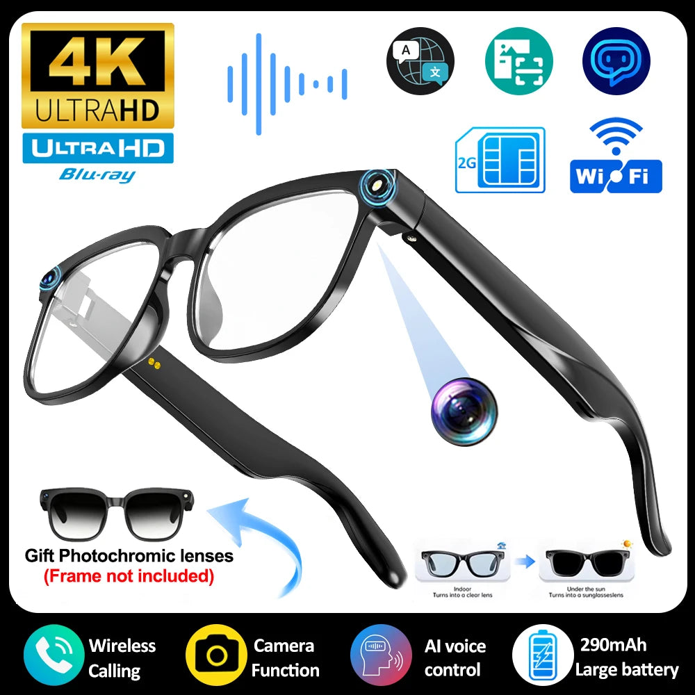 AI Smart Glasses 2026 New Men 800W Camera Color-Changing Translation Glasses Waterproof Call Photo Video Recording Sunglasses - Free Item Weekend (50% off).