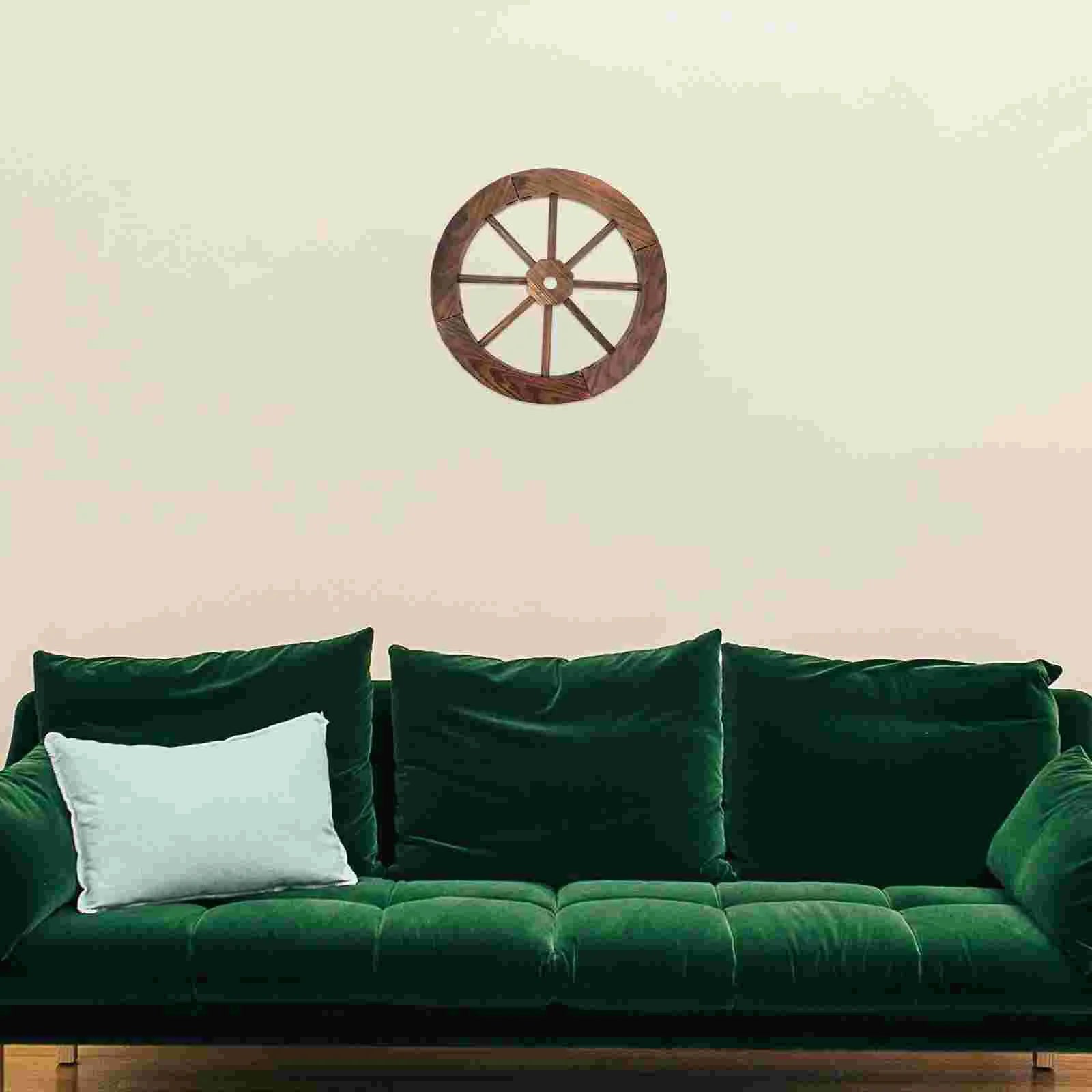 Wooden Wall Background Wall Decor Home nament Vintage Stickers Wooden Wheels Room Office Living Study Decorative