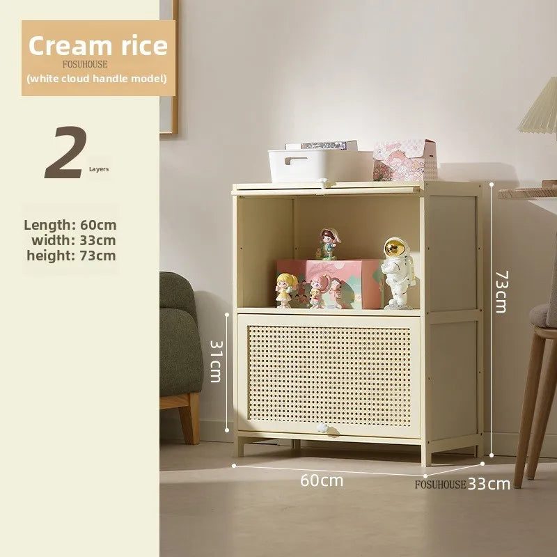 Cream Style Living Room Cabinets Household Bookcase with Door Storage Cabinet Floor Rack Wall Storage Cabinet Home Furniture