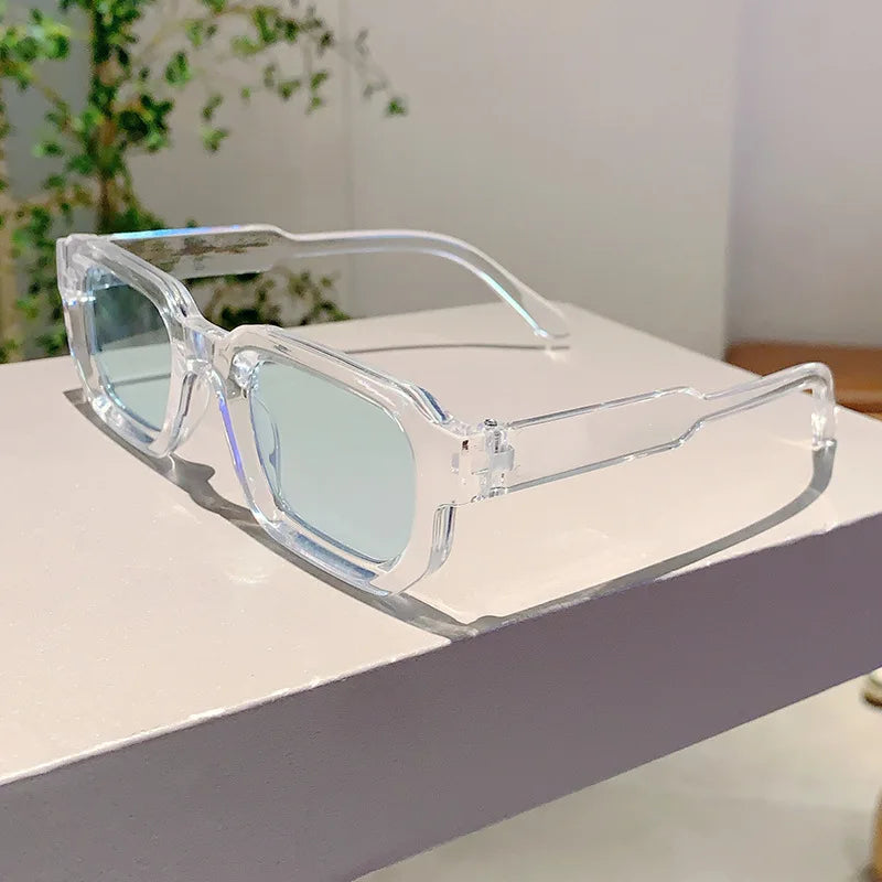 New Men Vintage Rectangle Frame Sunglasses Fashion Retro Sun Glasses Luxury Brand Design Glasses UV400 Eyewear Women Goggles