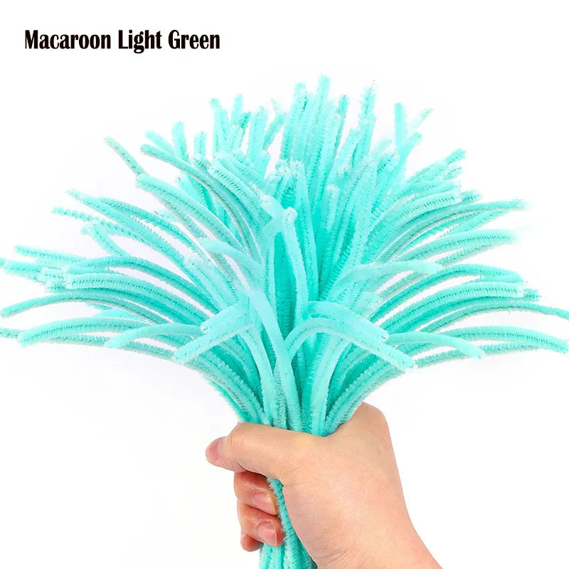 100/200/300/500/1000pcs DIY Plush Chenille Sticks Stem Pipe Cleaner HandCraft part for Spring Xmas Halloween Newyear Easter