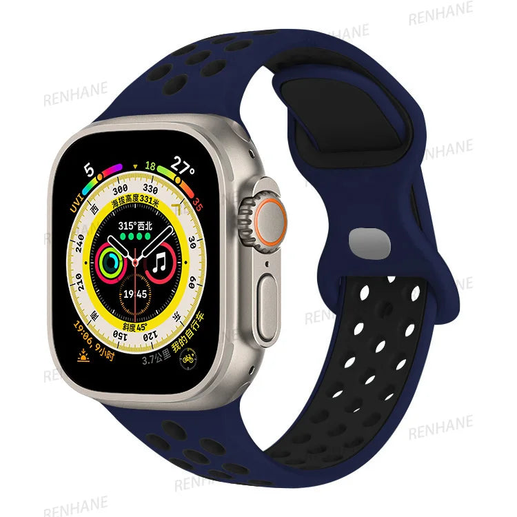 Strap For Apple Watch Ultra 7 8 9 41mm 45mm 40 44 42mm for nike sport Band iWatch serie SE 6 49mm Silicone Breathable bracelet