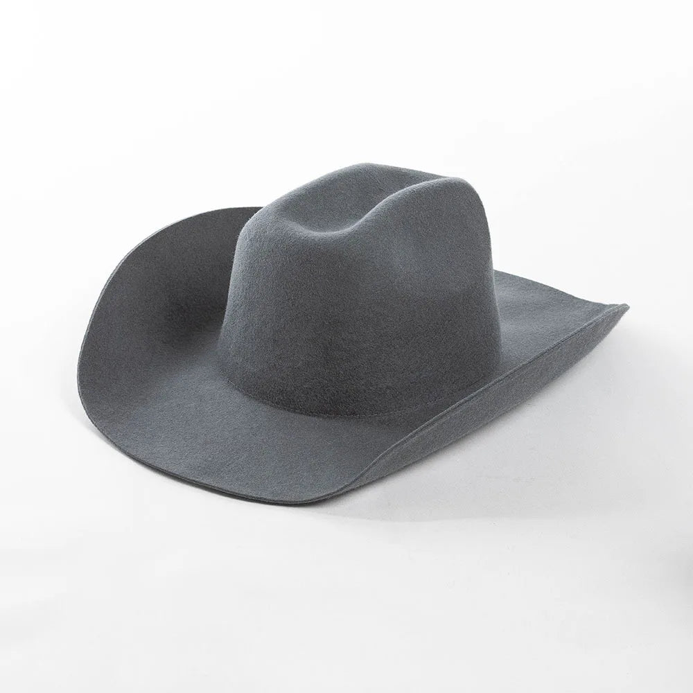 USPOP 100% Wool Cowboy Hat Unisex Wide Brim Felt Hat Solid Color Classic Fedora Style Multiple Sizes S–XL Autumn Winter