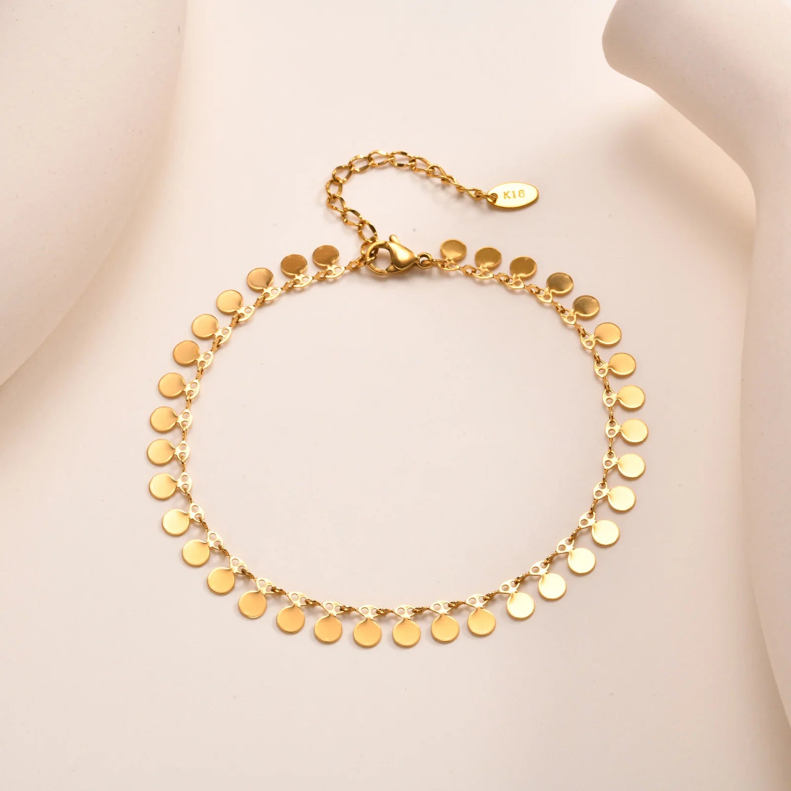 Anklet Bracelets for Women, Waterproof Anklet Adjustable Foot Chain, Coin Dangling Stainless Steel Hypoallergenic Beach Jewelry
