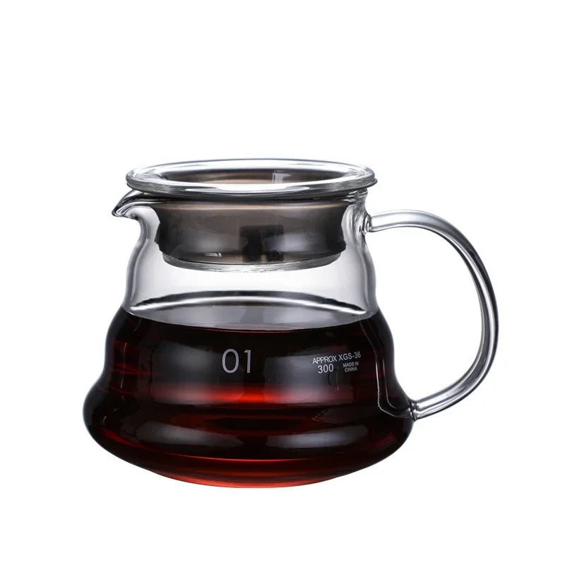 350/600/800ml Hand Brew Coffee Carafe Clouds Shape Clear Glass Kettle Sharing Pot with Lids Espresso Coffee Maker Accessories
