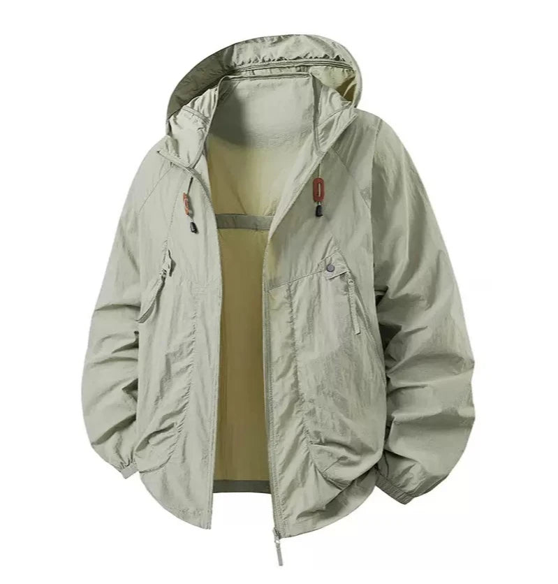 Summer UV Protection Hooded Jacket Unisex UPF50+ Ultra Thin Ice Silk Fishing Skin Coat with Quick-Dry Technology Outdoor Sports