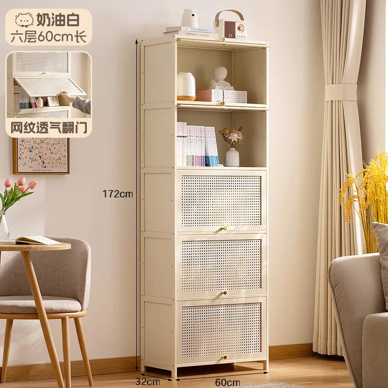 Bookshelf Bookcase Shelf with Cabinet Door Locker Integrated Lattice Cabinet Display Cabinet Floor to Floor Multi-layer Living R