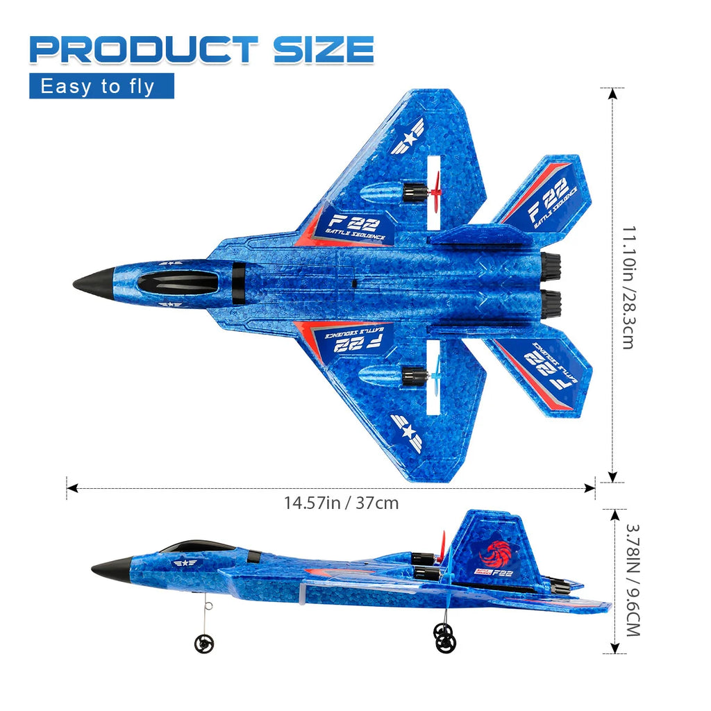 F22 Raptor RC Plane 2.4G 2CH RC Foam Flying Model Glider With LED Lights Remote Control Foam Fighter Airplane Toys for Children