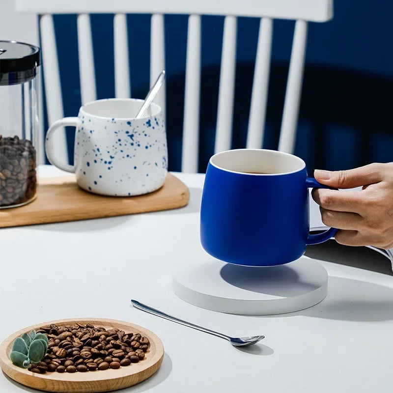 500ml Ceramic Mug Gift Package Blue Coffee Cup Creative design Splash ink Breakfast Oatmeal Cup Festival Gift Porcelain Mug